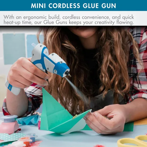 Miniatura 7 de Mini pistola de pegamento caliente inalámbrica Boquilla de precisión antigoteo con luz de guía LED USB-C recargable azul/blanco
