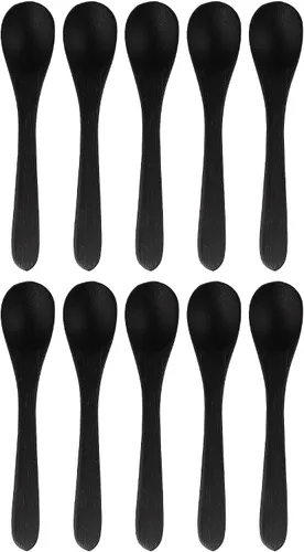 Miniatura 16 de BambooMN Cucharas de bambú para servir, mini cuchara de azúcar con sal, pequeñas cucharas de madera para especias, ovalada negra de 3.5 pulgadas, 10