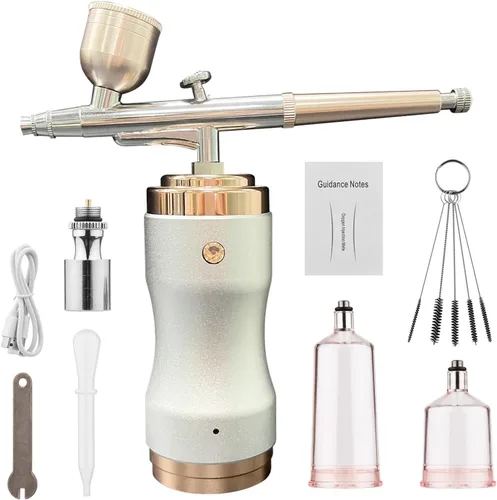 Kit de aerógrafo con compresor, pistola de aerógrafo inalámbrica portátil, mini compresor de aire recargable de mano, para maquillaje, decoración de