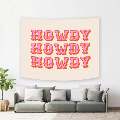 Miniatura 5 de Yanikki Tapiz de vaquera rosa para colgar en la pared, 60 x 50 pulgadas, tapiz occidental para decoración de fiesta de vaquera, tapiz retro rosa