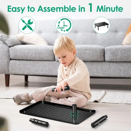 Miniatura 5 de La Jaco Elevadores de monitor para 2 monitores, soporte de monitor ajustable de 3 alturas con soporte para bolígrafo, elevador de monitor doble
