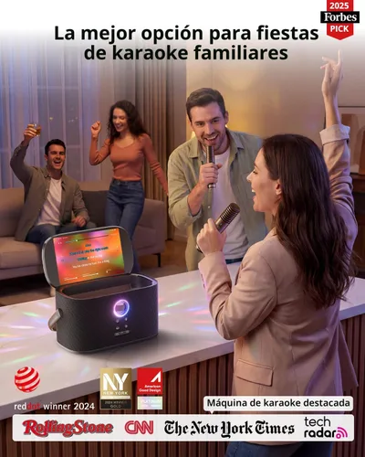 Miniatura 2 de Ikarao Máquina de karaoke portátil para adultos, pantalla y pantalla de letras integradas, 2 micrófonos inalámbricos de carga automática, aplicación