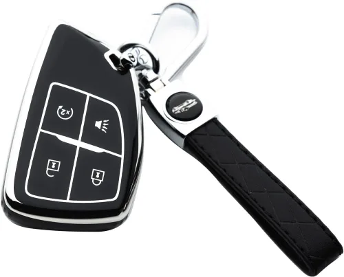 Funda para llavero compatible con Silverado 1500, Sierra 1500, Colorado Canyon 2024 2025, Silverado Sierra Smart Key 4 Botones Con Llavero-Plata Y