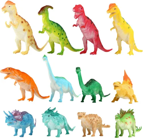 Miniatura 2 de Yeonha Toys, Playset Jumbo Dinosaur de juguete, figura de dinosaurio 7 pulgadas (12 unidades), Material Seguro, Dinosaurio realista variado, Juego