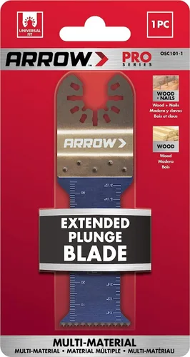 Miniatura 4 de Arrow Fastener OSC101-1 - Hoja de herramienta oscilante de inmersión extendida bimetálica para madera, madera con clavos, PVC, paneles de yeso