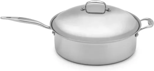 Heritage Steel Sartén familiar de 8 cuartos de galón con tapa, acero inoxidable 316Ti reforzado con titanio con construcción de 5 capas, listo para