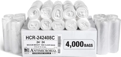 Miniatura 47 de Aluf Plastics Bolsas de basura de alta densidad, 10 galones, 1000 unidades, 6 micrones (eq), 24" x 24", transparentes, para baño, oficina