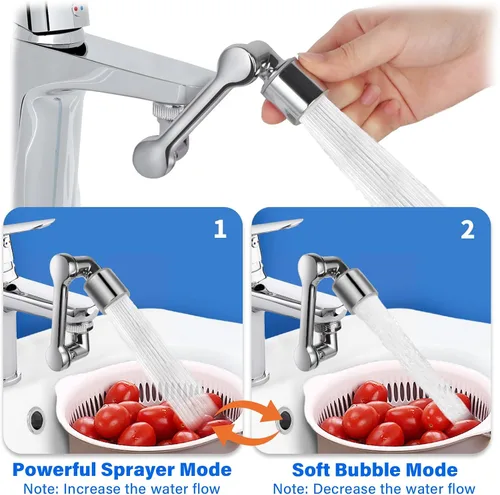 Miniatura 3 de Extensor de grifo giratorio de 360° con adaptador, cabezal rociador multifuncional para fregaderos de baño y cocina (paquete de 2 extensores)