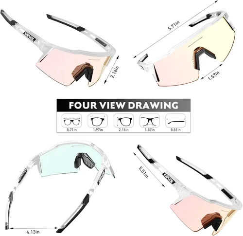 Miniatura 5 de KAPVOE Gafas de ciclismo fotocromáticas MTB Gafas de sol transparentes para bicicleta de montaña, gafas de transición, deportes de béisbol y correr