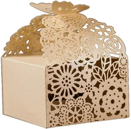 Cajas de dulces con corte láser, diseño floral, 50 unidades, para aniversarios, fiestas, bodas, cajas para regalo