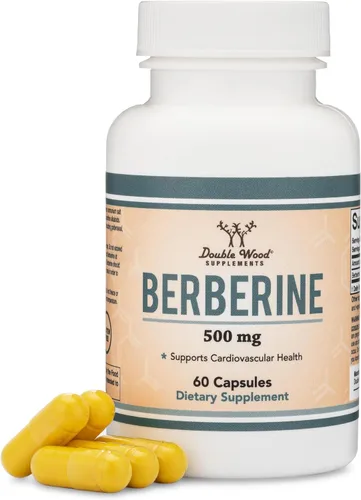 Suplemento de berberina de 500 mg, alta pureza 97% HCl, 60 cápsulas (probado por terceros, sin OMG, sin gluten, apto para veganos) Activador AMPK -