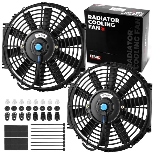 Miniatura 19 de DNA Motoring Ventilador de radiador delgado de refrigeración eléctrica de alto rendimiento de 12 pulgadas con kit de montaje, rojo, 2 piezas