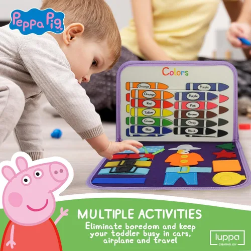 Miniatura 6 de Peppa Pig Tablero Ocupado para Niños Pequeños – Juguetes Montessori para niños de 1, 2, 3, 4 años, Tablero Sensorial de Actividad Educativa