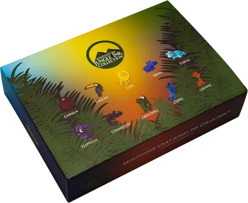 Miniatura 2 de Monteverde USA Juego de regalo de tinta de la colección Jungle – 10 tintas exóticas para pluma estilográfica, botellas de 30 ml, colores vibrantes