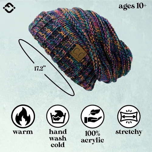 Miniatura 28 de Funky Junque Gorro de moda de punto trenzado de talla extragrande, grueso, abrigado, suave y holgado