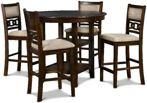 Miniatura 14 de New Classic Furniture Gia - Juego redondo de 5 piezas de altura de mostrador con 1 mesa de comedor y 4 sillas, 42 pulgadas, marrón