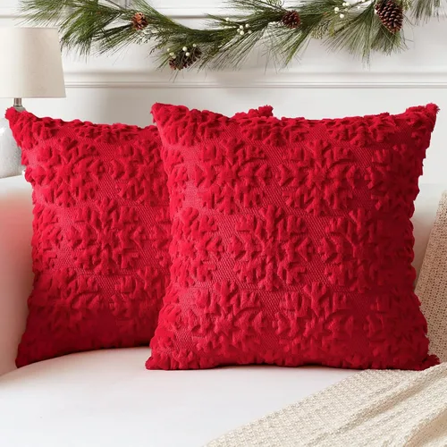 Miniatura 12 de OTOSTAR - Juego de 2 fundas decorativas para cojines navideños, suaves, afelpadas, de lana corta aterciopelada, estilo de lujo, para sofá o Crema