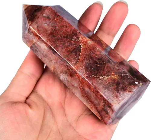 Miniatura 37 de AMOYSTONE Obelisco de Piedra de Sangre Africana Varita de Cristal Curativo Grande Torre Columna Facetada de 6 Lados Reiki Chakra Meditación Terapia