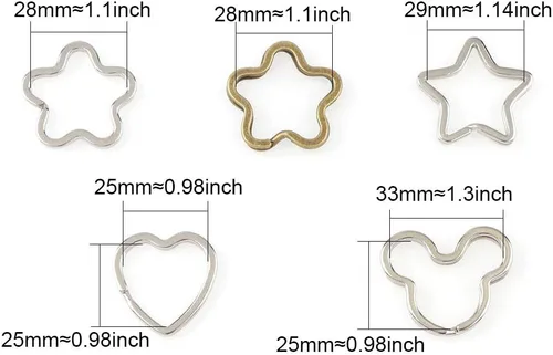 Miniatura 6 de 10 unids creativo llavero plano DIY llavero accesorios Metal clave Split anillo plata Mickey Mouse forma, plateado