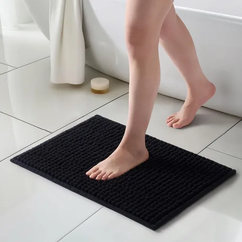 Miniatura 33 de FRESHMINT Alfombra de baño de felpilla gruesa y grumosa, 17"x24", alfombrilla de baño antideslizante, accesorio decorativo suave, linda alfombrilla