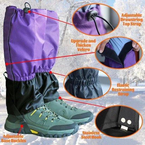 Miniatura 2 de Polainas ajustables para hombres y mujeres, polainas para zapatos de nieve para adolescentes y adultos, para senderismo, raquetas de nieve, polainas