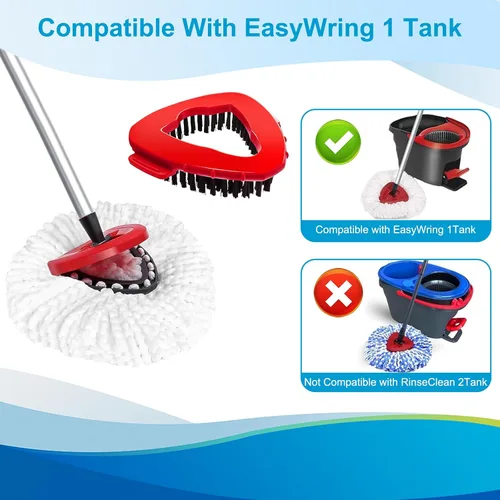 Miniatura 3 de Cabezal de trapeador giratorio y cepillo de repuesto para O Cedar EasyWring 1 tanque, color blanco 4 Microfiber Mop Refills, 1 Scrub Brush, 1