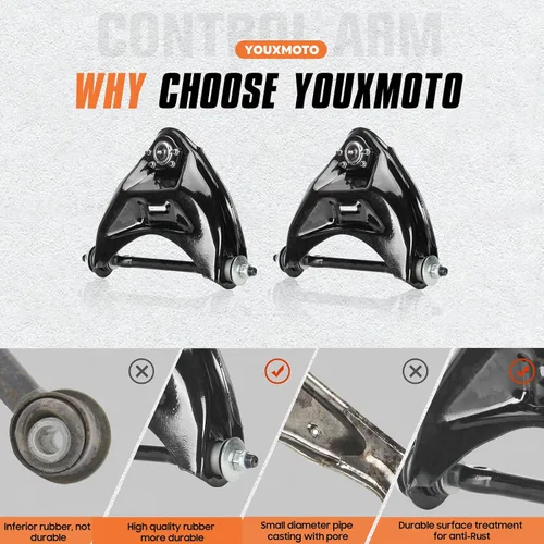 Miniatura 3 de Youxmoto Brazos de suspensión de control superiores delanteros RWD para Chevy S10 1983-1994, Blazer 1995-2005, Malibu 1978-1983, Buick Century