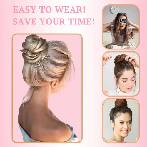 Miniatura 4 de PARAHAIR Extensiones de cabello rubio con reflejos (#18/613) para mujer, cabello sintético para cola de caballo (rubio dorado y rubio decolorado)