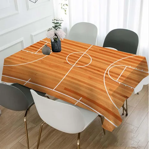 Miniatura 7 de Mantel rectangular decorativo para cancha de baloncesto, parquet para interiores de cancha de poliéster, para cocina, comedor, barbacoa, picnic