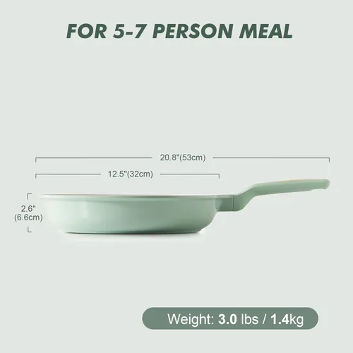 Miniatura 7 de SENSARTE - Sartén antiadherente de cerámica de 12.5 pulgadas, sartén saludable no tóxica, compatible con inducción, sartén para tortilla con mango