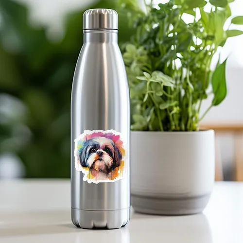 Miniatura 3 de Generic Colorida acuarela Shih Tzu - Calcomanía de vinilo impermeable para automóvil, laptop, pared, ventana, botella de agua, tamaño adhesivo