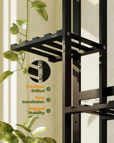 Miniatura 5 de Bamworld Soporte de bambú para plantas de interior con 6 niveles, estante de plantas de exterior, soporte de esquina para múltiples plantas, soporte