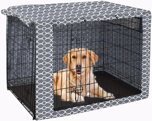 Miniatura 10 de Pethiy Funda para jaula de perro de poliéster duradero, ajuste universal para jaula de perro de alambre, se adapta a la mayoría de jaulas de perros