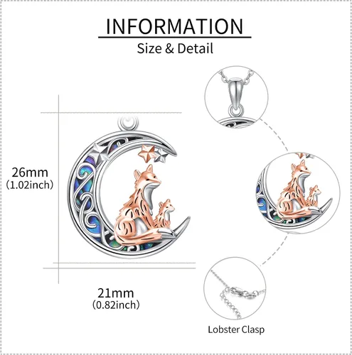 Miniatura 5 de Collar de Plata de Ley 925 con Colgante de Animal Lindo Collar de ZorroSerpienteUnicornioBúho en la LunaConejoCaballo Joyería para Mujeres, Mamá