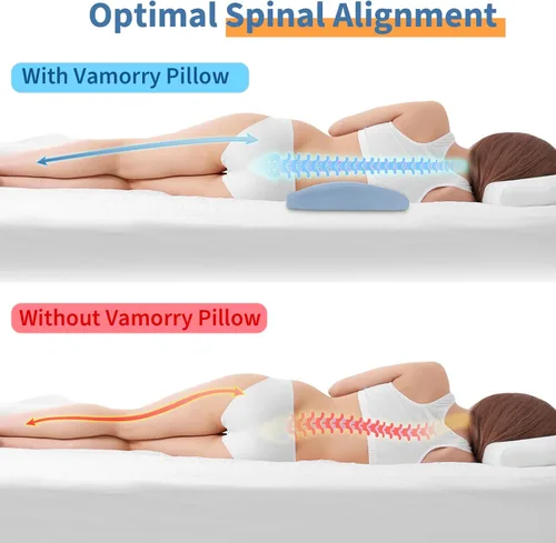 Miniatura 4 de Almohada de apoyo lumbar para aliviar el dolor de espalda: almohada de espalda baja para dormir - Almohada de cintura de espuma viscoelástica - Azul