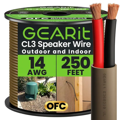 Miniatura 12 de GEARit Cable de altavoz exterior clasificado CL3, cable de altavoz calibre 14, cable de altavoz 100 pies para altavoces exteriores, patio, jardín