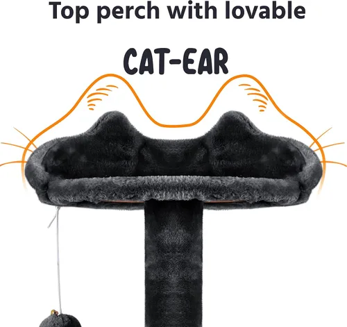 Miniatura 6 de Yaheetech Árbol para gatos de varios niveles para gatos grandes, con cómodos condominios para gatos de interior Negro