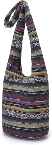 Miniatura 179 de Bolsa de hombro para mujer, de lona en estilo hippie/bohemio para llevar cruzada al hombro, disponible en diferentes colores y estampados