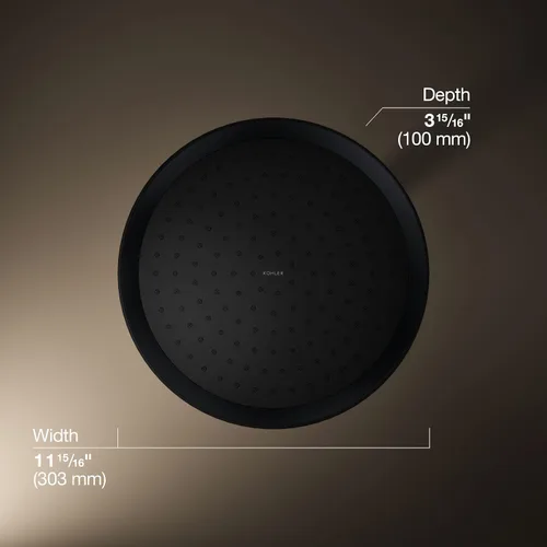 Miniatura 3 de KOHLER 26291-G-BL Statement™ Cabezal de lluvia redondo de 12" de una sola función, 1.75 gpm, negro mate