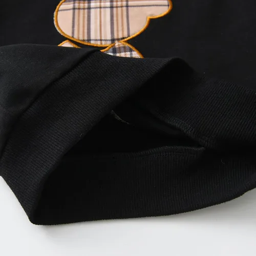 Miniatura 5 de Ropa de bebé niño niño manga larga con estampado de oso + pantalones deportivos, negro (Hoodie Black)
