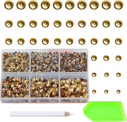 Miniatura 16 de AD Beads 4500 diamantes de imitación termoadhesivos con parte trasera plana, 6 tamaños (0.079-0.236 in), gemas de cristal redondas con pinzas