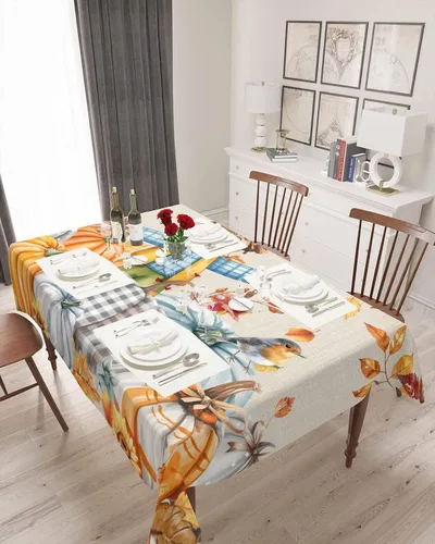 Miniatura 9 de Mantel rectangular impermeable con hojas de eucalipto de otoño, 52 x 70 pulgadas, mantel otoñal, rústico, girasol, acuarela, botánico, a prueba