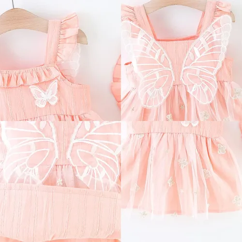 Miniatura 29 de Vestido tutú de verano para niñas pequeñas, sin espalda, vestido de princesa para fiesta de cumpleaños, vestido de verano con lazo floral