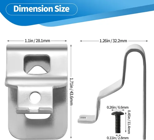 Miniatura 2 de 4 piezas de clips de cinturón para Dewalt, clip de repuesto premium de acero inoxidable 304, con tornillos, para Dewalt DCD7771 Compatible