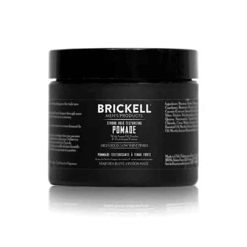 Brickell Men's Products Pomada texturizadora de fijación fuerte para hombres, pomada de fibra flexible para peinar el cabello, con proteínas