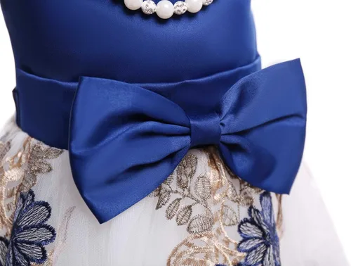 Miniatura 4 de NSSMWTTC 2-9T Vestido de bordado de boda para niñas de flores, vestido de Navidad con collar