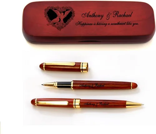 Miniatura 3 de Estuche de madera de arce personalizado y dos bolígrafos para el día de San Valentín