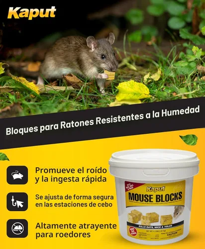 Miniatura 3 de Kaput Bloques para Ratones, Cebo para Roedores para Ratones y Ratas, Veneno para Topos Warfarina para Uso en Interiores/Perímetro, Mata Roedores