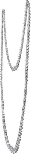 Miniatura 3 de Tienda Essentials Collar Riviera graduado de plata esterlina chapada en oro o platino con elementos infinitos con circonitas cúbicas de corte