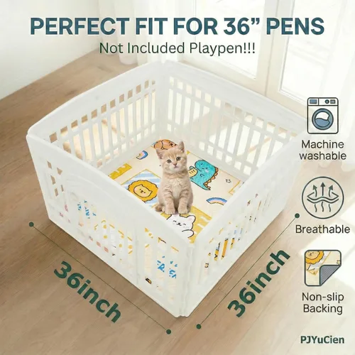 Miniatura 2 de PJYuCien Alfombrilla lavable para corralito de juegos de perros, 36”x 36”, almohadillas reutilizables a prueba de fugas para cachorros, alfombrilla